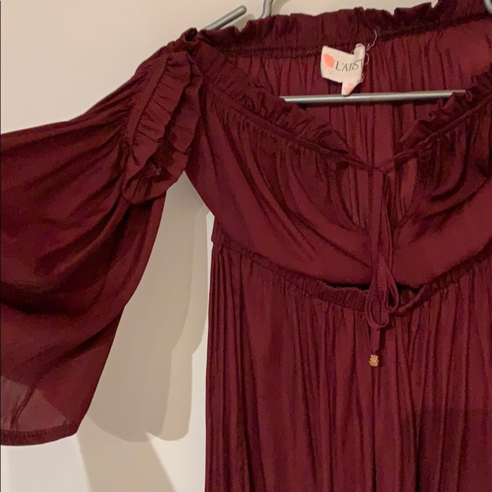 Burgundy boho dress